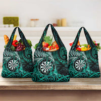 New Zealand Darts Grocery Bag Maori Koru Dartboard Turquoise Flame LT05 3-pack One Size Turquoise - Polynesian Pride