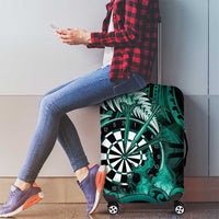 New Zealand Darts Luggage Cover Maori Koru Dartboard Turquoise Flame