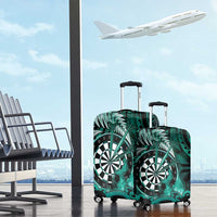 New Zealand Darts Luggage Cover Maori Koru Dartboard Turquoise Flame
