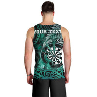 Personalised New Zealand Darts Men Tank Top Maori Koru Dartboard Turquoise Flame