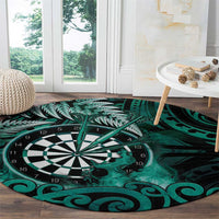 New Zealand Darts Round Carpet Maori Koru Dartboard Turquoise Flame
