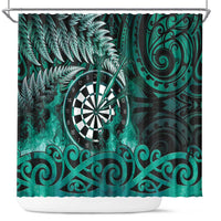 New Zealand Darts Shower Curtain Maori Koru Dartboard Turquoise Flame LT05 Turquoise - Polynesian Pride