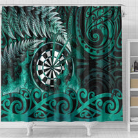 New Zealand Darts Shower Curtain Maori Koru Dartboard Turquoise Flame LT05 - Polynesian Pride