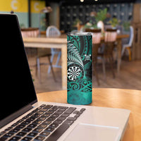 Personalised New Zealand Darts Skinny Tumbler Maori Koru Dartboard Turquoise Flame