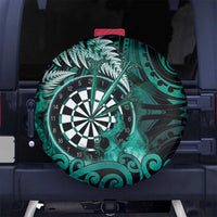 New Zealand Darts Spare Tire Cover Maori Koru Dartboard Turquoise Flame LT05 No hole Turquoise - Polynesian Pride