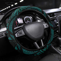 New Zealand Darts Steering Wheel Cover Maori Koru Dartboard Turquoise Flame LT05 Universal Fit Turquoise - Polynesian Pride