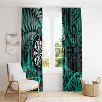 New Zealand Darts Window Curtain Maori Koru Dartboard Turquoise Flame