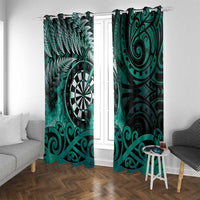 New Zealand Darts Window Curtain Maori Koru Dartboard Turquoise Flame