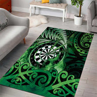New Zealand Darts Area Rug Maori Koru Dartboard Green Flame