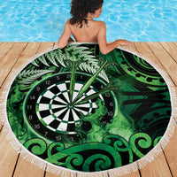 New Zealand Darts Beach Blanket Maori Koru Dartboard Green Flame