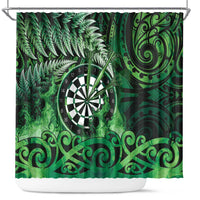 New Zealand Darts Shower Curtain Maori Koru Dartboard Green Flame LT05 Green - Polynesian Pride