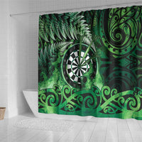 New Zealand Darts Shower Curtain Maori Koru Dartboard Green Flame LT05 - Polynesian Pride