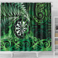 New Zealand Darts Shower Curtain Maori Koru Dartboard Green Flame LT05 - Polynesian Pride