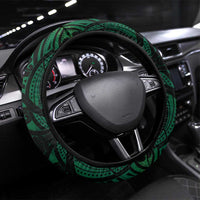 New Zealand Darts Steering Wheel Cover Maori Koru Dartboard Green Flame LT05 Universal Fit Green - Polynesian Pride