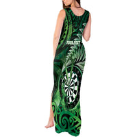 Personalised New Zealand Darts Tank Maxi Dress Maori Koru Dartboard Green Flame