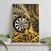 New Zealand Darts Canvas Wall Art Maori Koru Dartboard Gold Flame LT05 - Polynesian Pride