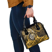New Zealand Darts Shoulder Handbag Maori Koru Dartboard Gold Flame LT05 - Polynesian Pride