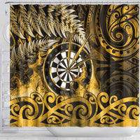New Zealand Darts Shower Curtain Maori Koru Dartboard Gold Flame LT05 - Polynesian Pride