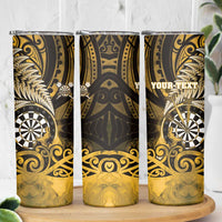 Personalised New Zealand Darts Skinny Tumbler Maori Koru Dartboard Gold Flame