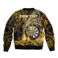 Personalised New Zealand Darts Sleeve Zip Bomber Jacket Maori Koru Dartboard Gold Flame LT05 - Polynesian Pride