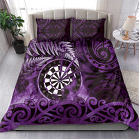 New Zealand Darts Bedding Set Maori Koru Dartboard Purple Flame