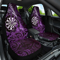 New Zealand Darts Car Seat Cover Maori Koru Dartboard Purple Flame