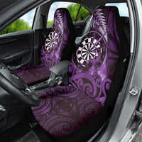 New Zealand Darts Car Seat Cover Maori Koru Dartboard Purple Flame