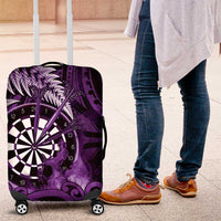 New Zealand Darts Luggage Cover Maori Koru Dartboard Purple Flame LT05 Purple - Polynesian Pride