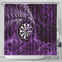 New Zealand Darts Shower Curtain Maori Koru Dartboard Purple Flame LT05 - Polynesian Pride