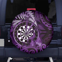 New Zealand Darts Spare Tire Cover Maori Koru Dartboard Purple Flame LT05 No hole Purple - Polynesian Pride