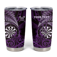 Personalised New Zealand Darts Tumbler Cup Maori Koru Dartboard Purple Flame
