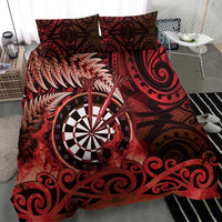 New Zealand Darts Bedding Set Maori Koru Dartboard Red Flame