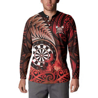 Personalised New Zealand Darts Button Sweatshirt Maori Koru Dartboard Red Flame LT05 - Polynesian Pride