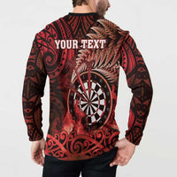 Personalised New Zealand Darts Button Sweatshirt Maori Koru Dartboard Red Flame LT05 - Polynesian Pride