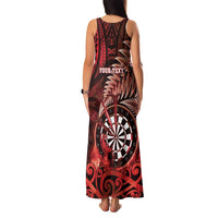Personalised New Zealand Darts Family Matching Tank Maxi Dress and Hawaiian Shirt Maori Koru Dartboard Red Flame