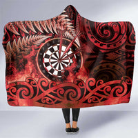 New Zealand Darts Hooded Blanket Maori Koru Dartboard Red Flame LT05 One Size Red - Polynesian Pride
