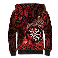 Personalised New Zealand Darts Sherpa Hoodie Maori Koru Dartboard Red Flame LT05 - Polynesian Pride