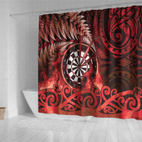 New Zealand Darts Shower Curtain Maori Koru Dartboard Red Flame LT05 - Polynesian Pride