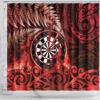 New Zealand Darts Shower Curtain Maori Koru Dartboard Red Flame LT05 - Polynesian Pride
