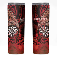 Personalised New Zealand Darts Skinny Tumbler Maori Koru Dartboard Red Flame
