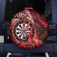 New Zealand Darts Spare Tire Cover Maori Koru Dartboard Red Flame