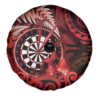 New Zealand Darts Spare Tire Cover Maori Koru Dartboard Red Flame