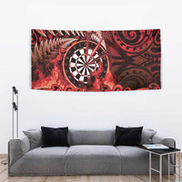 New Zealand Darts Tapestry Maori Koru Dartboard Red Flame