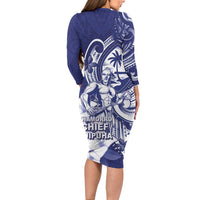 Guam Chief Quipuha Family Matching Long Sleeve Bodycon Dress and Hawaiian Shirt Polynesian Pattern With Guasali Flowers