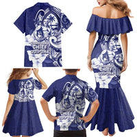 Guam Chief Quipuha Family Matching Mermaid Dress and Hawaiian Shirt Polynesian Pattern With Guasali Flowers