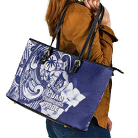 Guam Chief Quipuha Leather Tote Bag Polynesian Pattern With Guasali Flowers