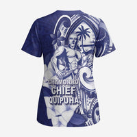 Guam Chief Quipuha Scrub Top Polynesian Pattern With Guasali Flowers - Polynesian Pride