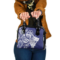 Guam Chief Quipuha Shoulder Handbag Polynesian Pattern With Guasali Flowers LT05 One Size Navy - Polynesian Pride