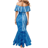Hawaii Prince Kuhio Family Matching Mermaid Dress and Hawaiian Shirt Blue Hawaiian Lau Maia With Leis