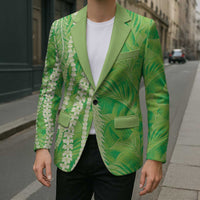 Hawaii Prince Kuhio Blazer Lime Green Hawaiian Lau Maia With Leis